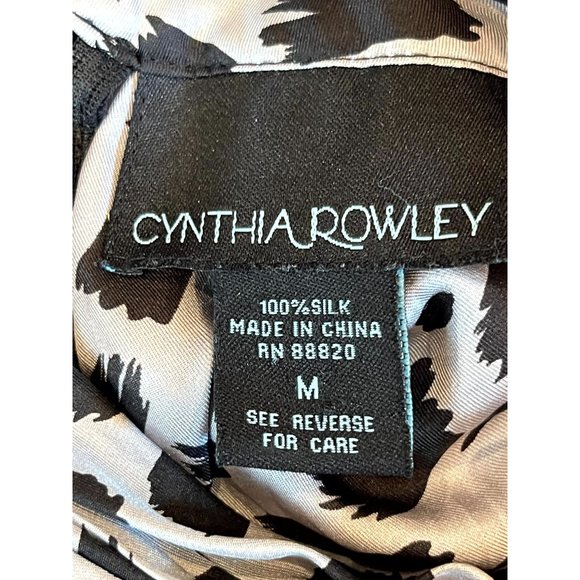 Cynthia Rowley Womens Halter Top Rosette Detail Printed Black White Size Medium - Picture 5 of 5